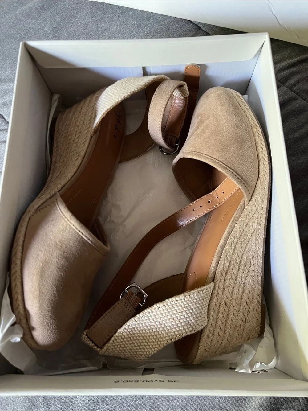 Style & Co. Tan Espadrille Wedge Sandals with Ankle Strap